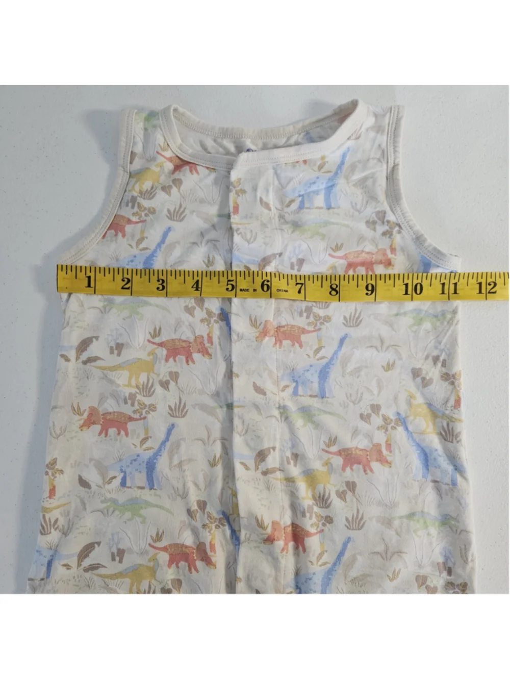 Magnetic Me Ext Roar Dinary Baby Bodysuit 18-24 Months Beige Blue Dinosaur Print